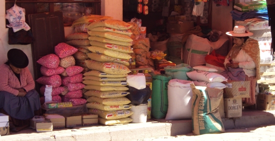 Farmers Markets in Tupiza Bolivia. A Street Side Shop in Tupiza