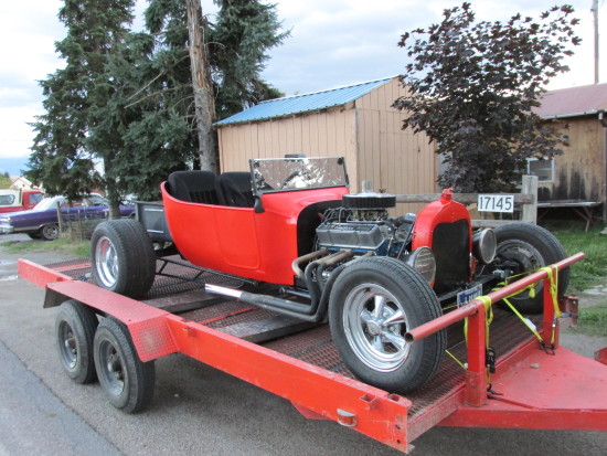 Missoula, Montana Travel Photo Memories. Red Roadster Being Towed