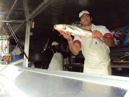 Fresh Fish Guy at the Popular Weekend Market - Ferria Herrera - in Montevideo
