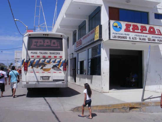 Bus Station on Main Street in Mancora