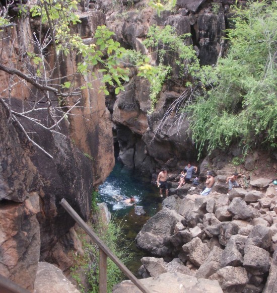 Looking at the Rocky Entrance to the Lagoon from Steps Above