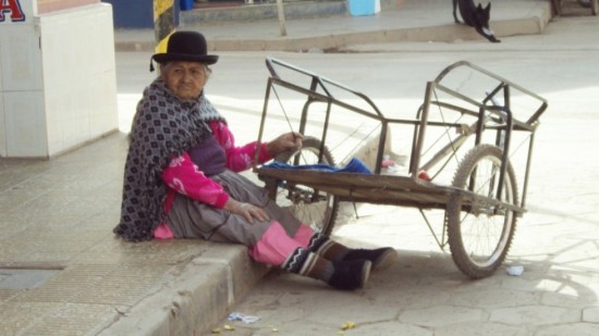 Tupiza, Bolivia Travel Photo Memories. Elderly Lady Taking a Break on the Streets of Tupiza
